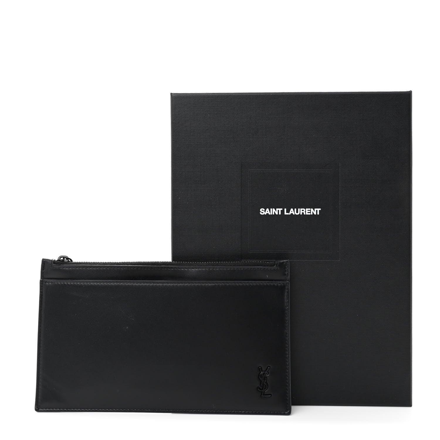 Saint Laurent Smooth Calfskin Monochrome Monogram Bill Pouch Black 9 of 9