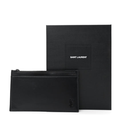 Saint Laurent Smooth Calfskin Monochrome Monogram Bill Pouch Black 9 of 9
