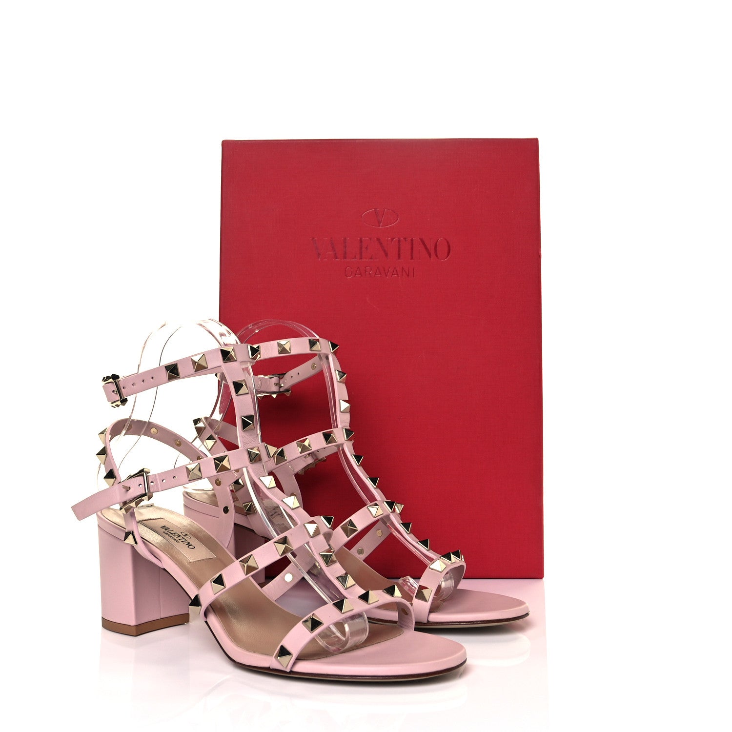 Valentino Garavani Calfskin Rockstud 60mm City Sandals 37.5 Water Rose 8 of 8
