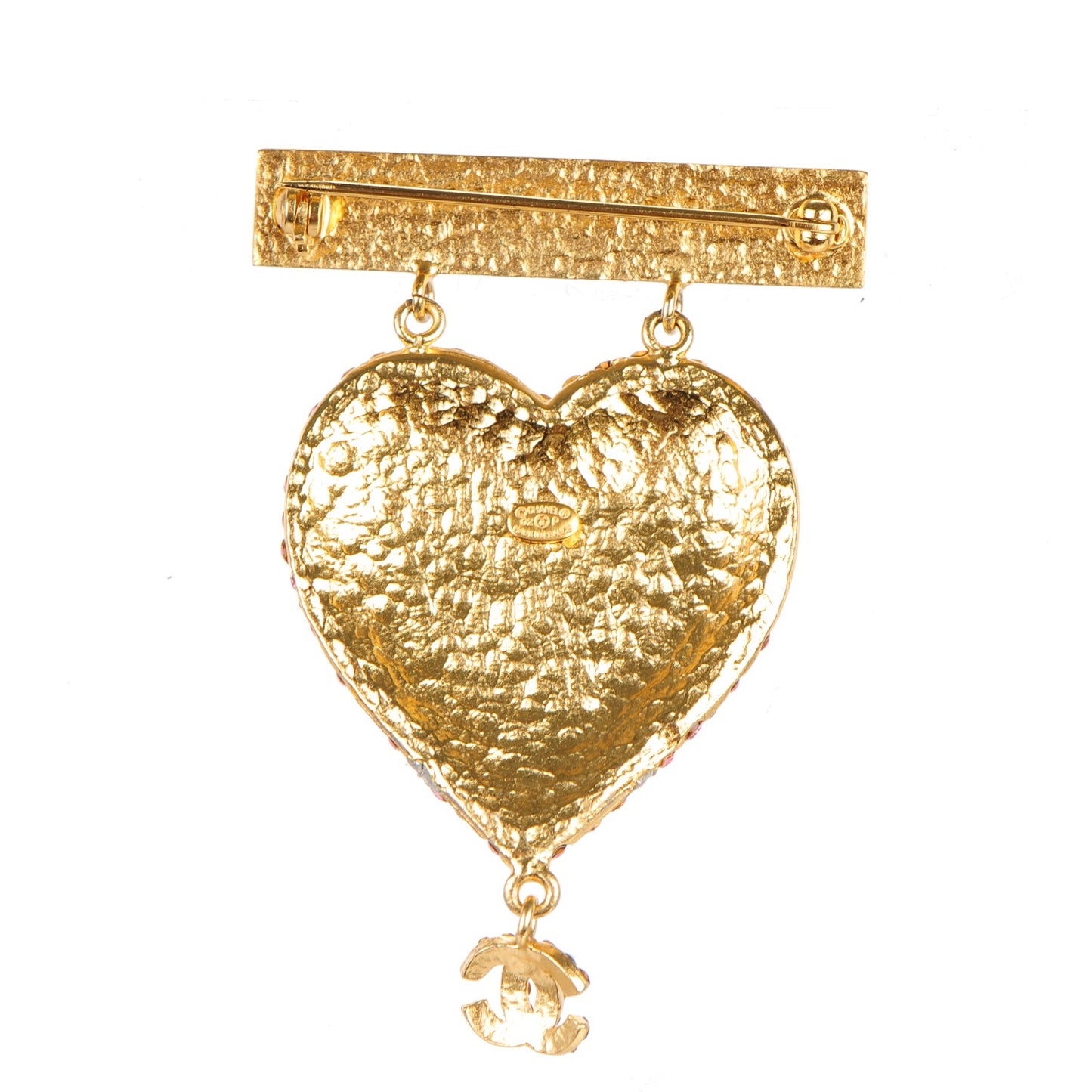 Crystal CC Mademoiselle Heart Brooch Pink Gold