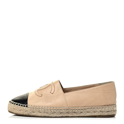 Chanel Lambskin CC Espadrilles 39 Beige Black 1 of 9