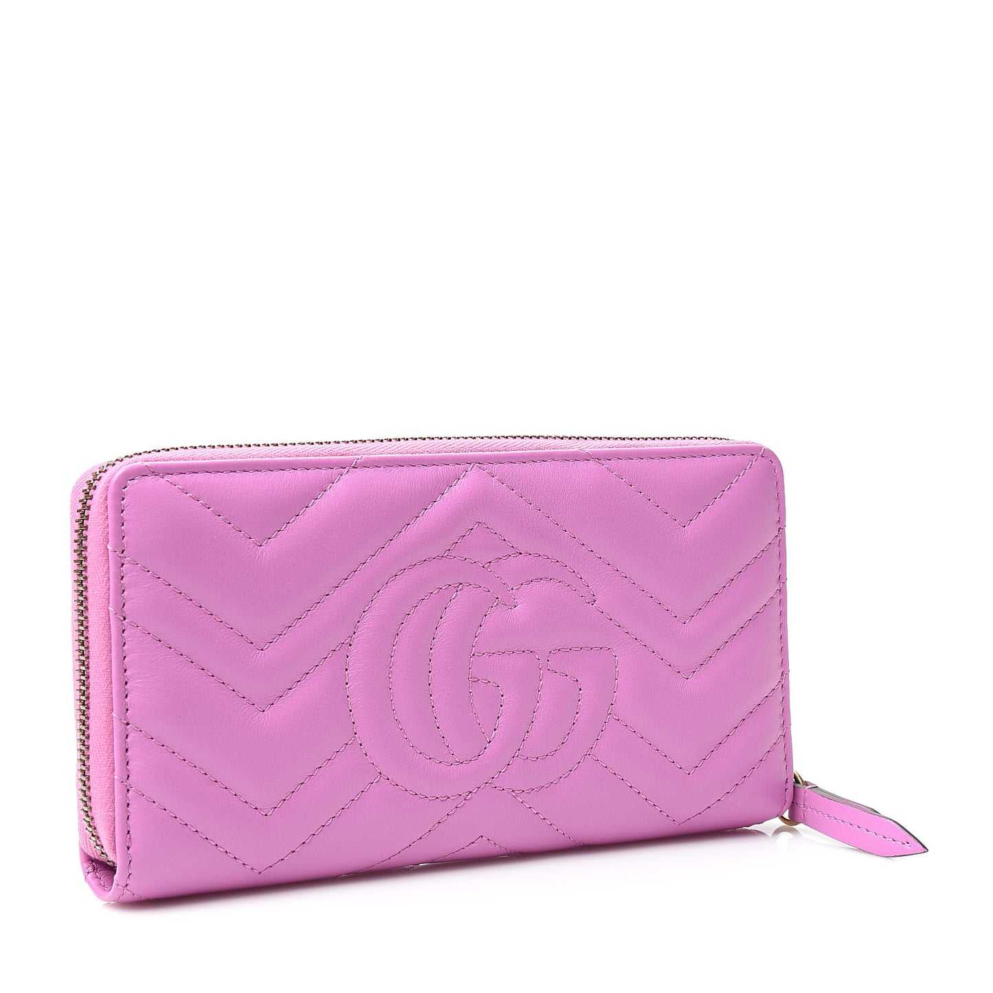 Calfskin Matelasse GG Marmont Zip Around Wallet Candy Mousse