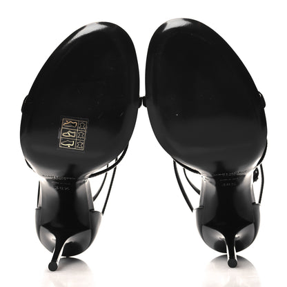 Saint Laurent Patent Cassandra 100 Ankle Strap Sandals 38.5 Black 6 of 9