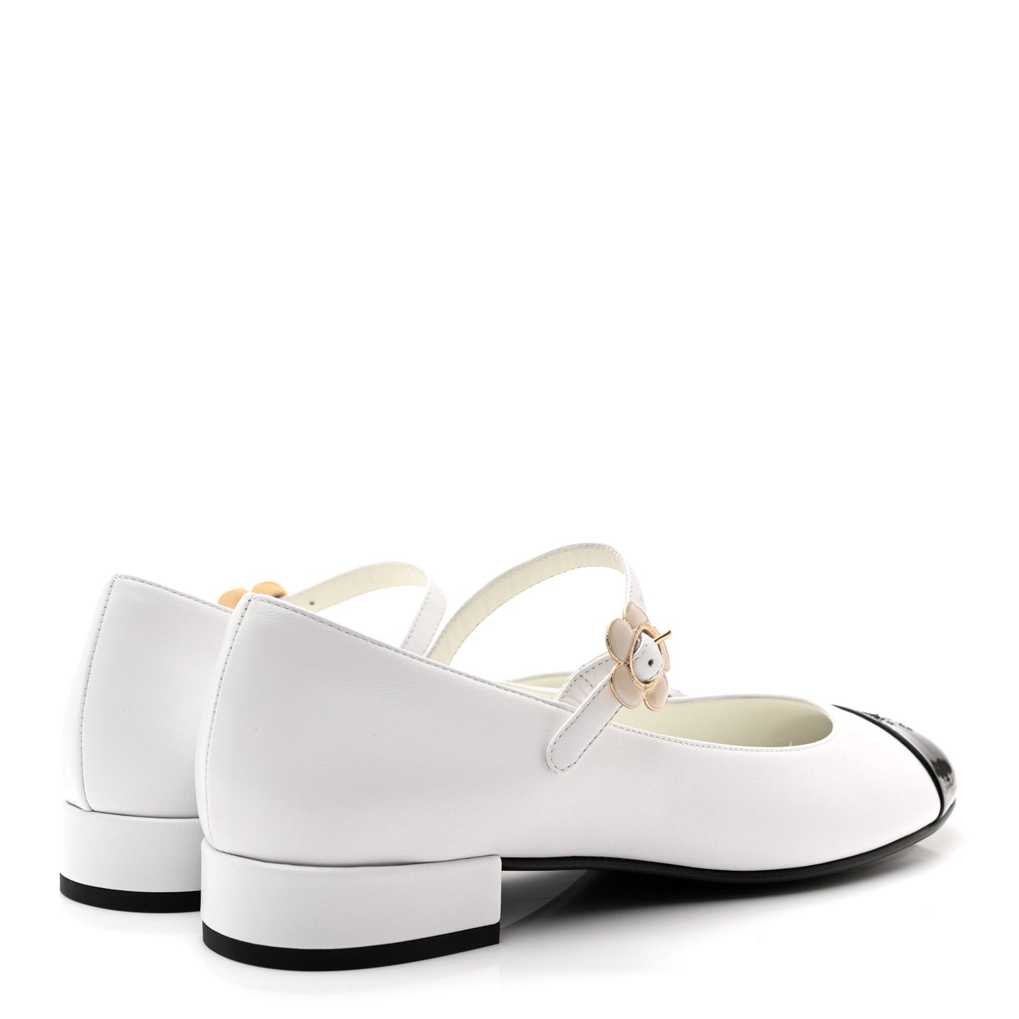 Patent Lambskin Mary Jane Flats 41 White Black