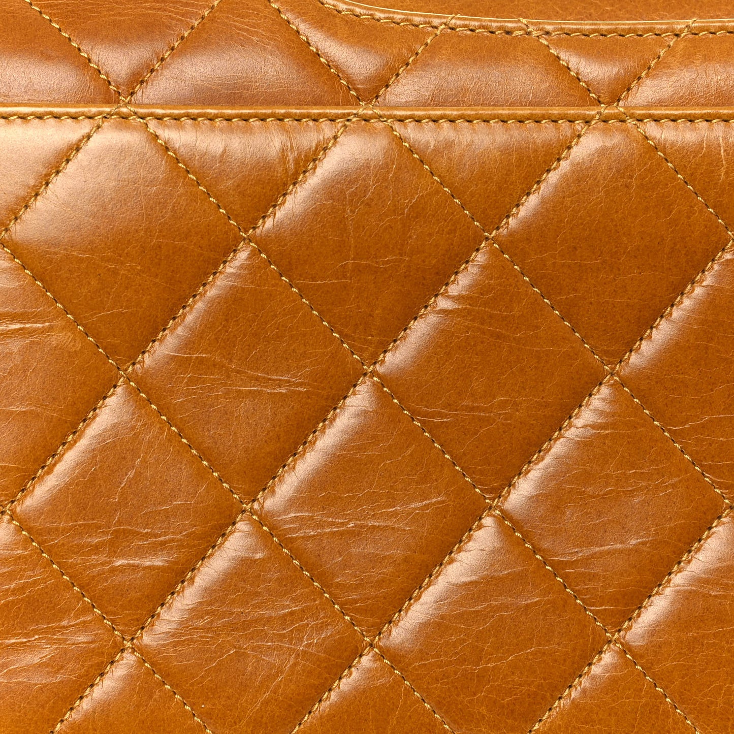 Glazed Calfskin Quilted Medium Perfect Edge Flap Yellow