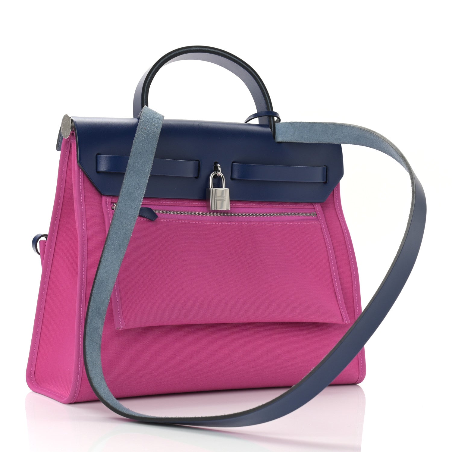 Hermes Vache Hunter Toile Officier Herbag Zip 31 PM Magnolia Bleu Saphir 3 of 11