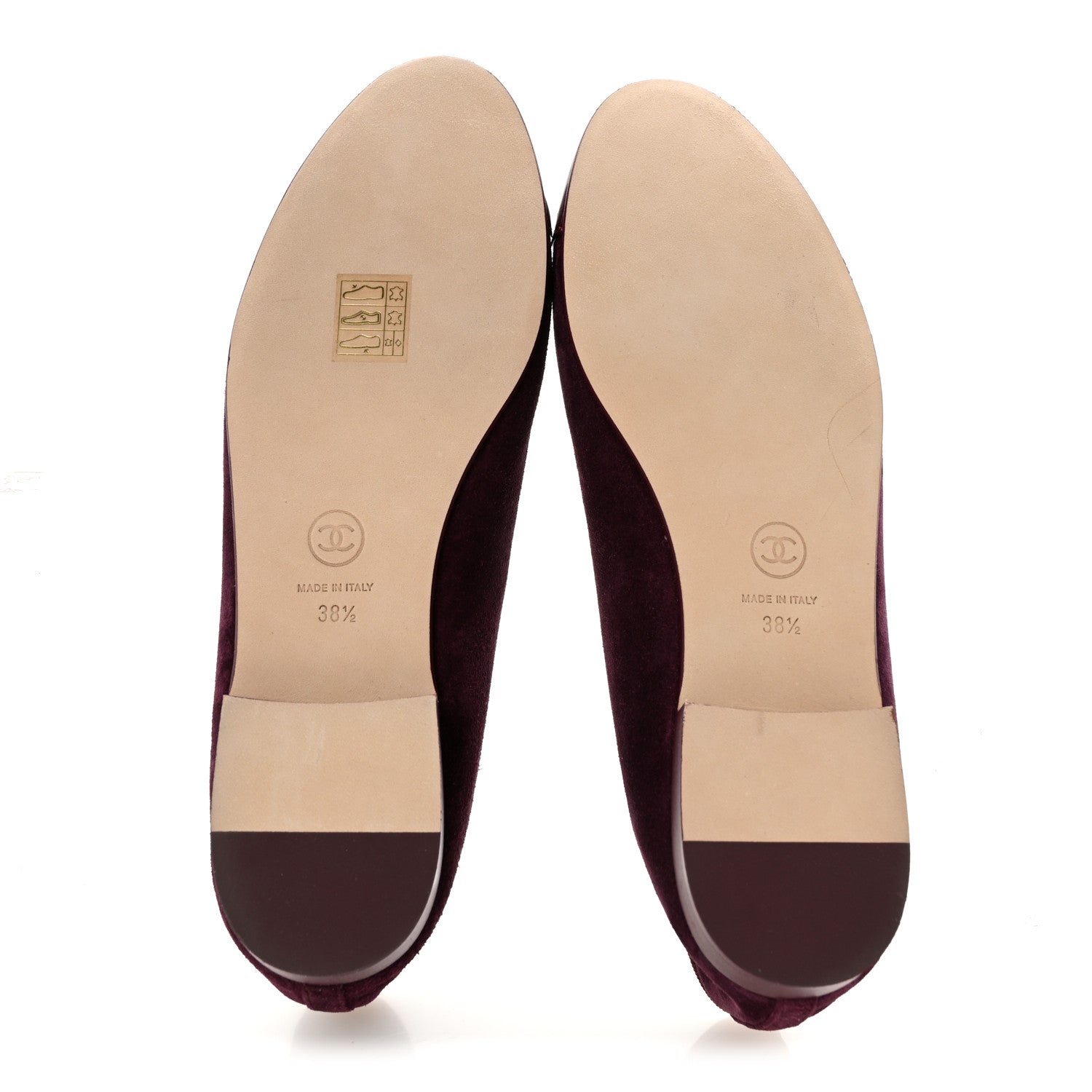 Chanel Suede Patent Calfskin Cap Toe CC Ballerina Flats 38.5 Burgundy 6 of 10