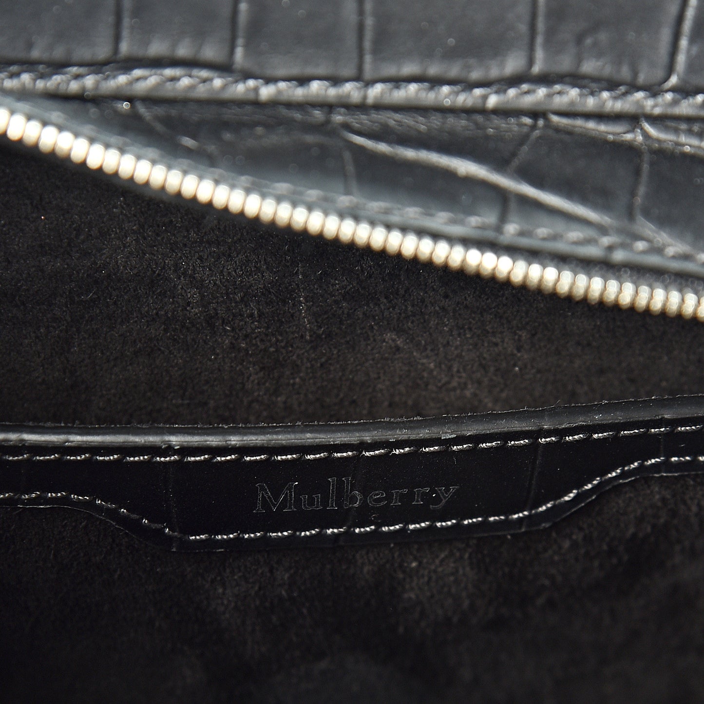 Crocodile Embossed Mini Zipped Bayswater Black