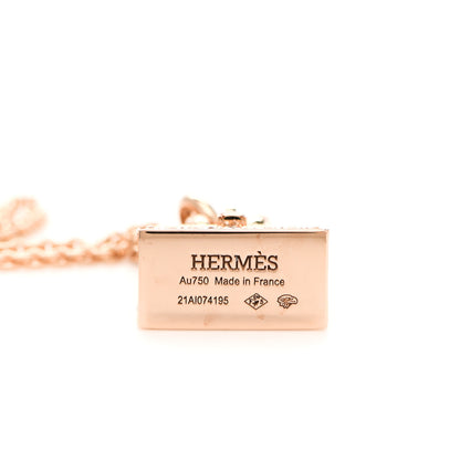Hermes 18K Rose Gold Diamond Birkin Amulettes Pendant Necklace 4 of 5