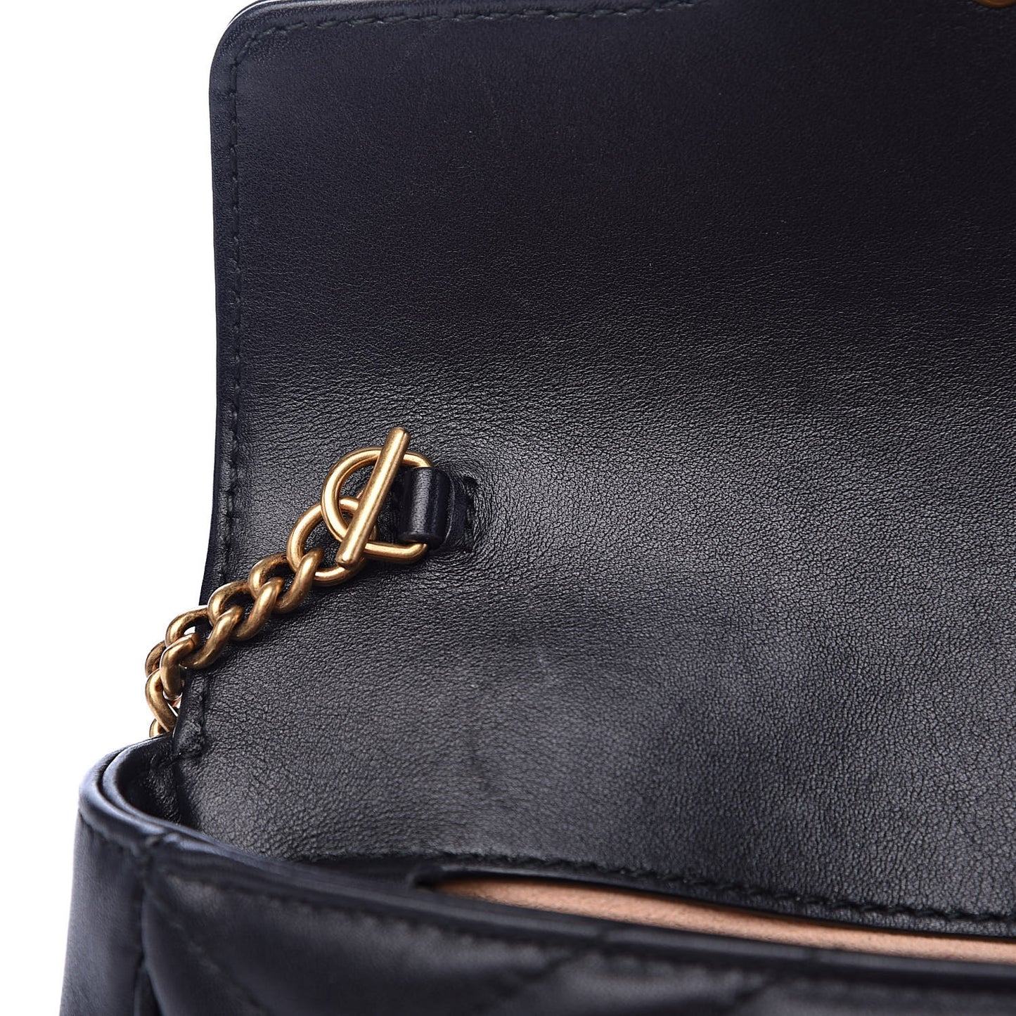 Calfskin Matelasse Super Mini GG Marmont Shoulder Bag Black