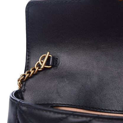 Gucci Calfskin Matelasse Super Mini GG Marmont Shoulder Bag Black 12 of 14