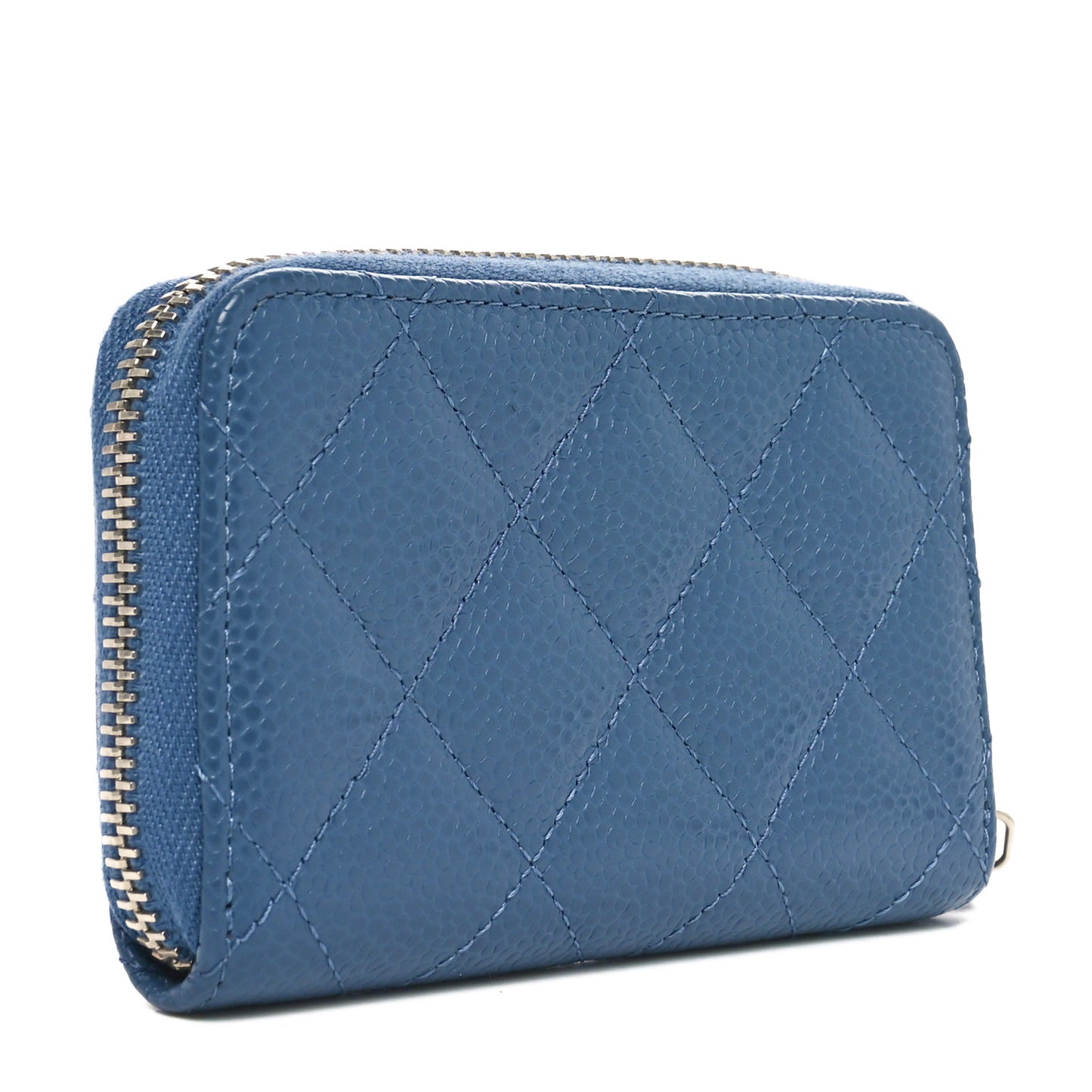 Caviar Quilted Zip Coin Purse Blue