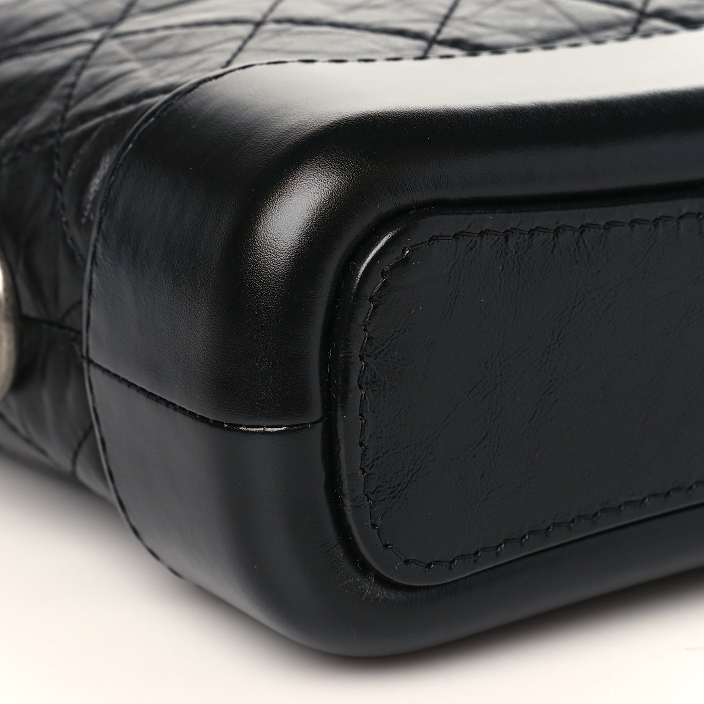 Aged Calfskin Quilted Small Gabrielle Hobo Black