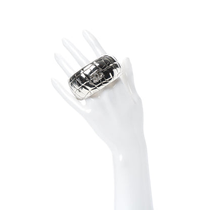 Chanel Metal Crocodile Embossed CC Cuff Silver 2 of 4