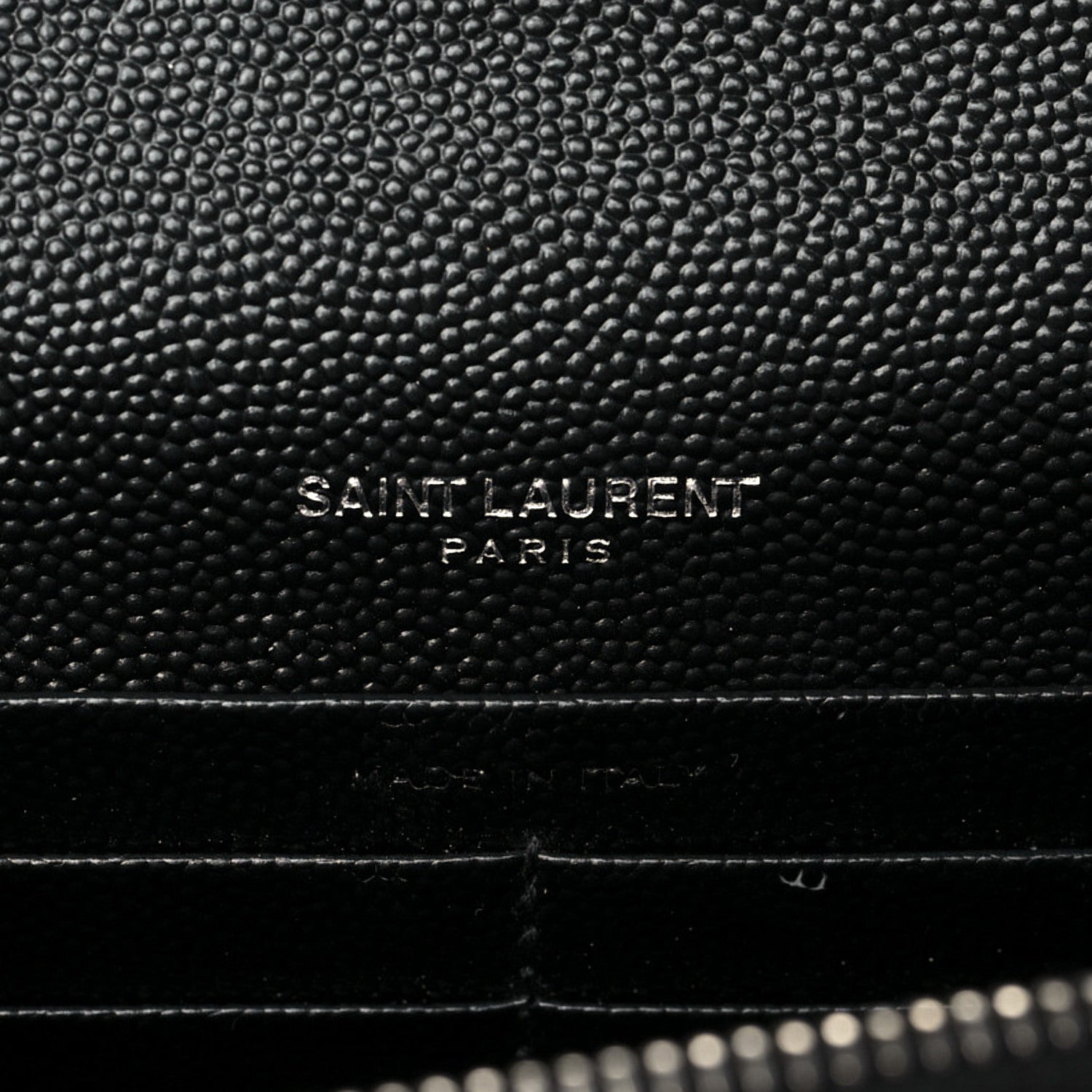 Saint Laurent Grain De Poudre Matelasse Chevron Monogram Envelope Chain Wallet Black 7 of 7