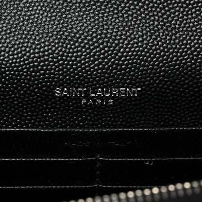 Saint Laurent Grain De Poudre Matelasse Chevron Monogram Envelope Chain Wallet Black 7 of 7