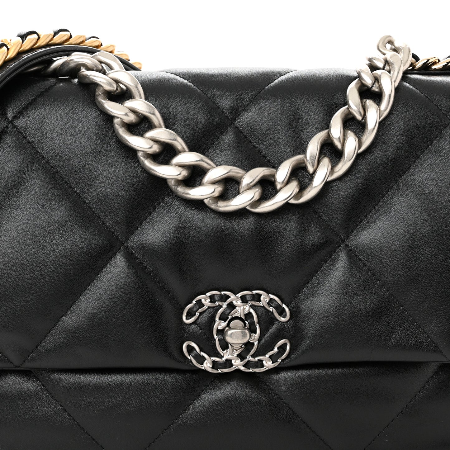 Lambskin Quilted Large Chanel 19 Flap Black