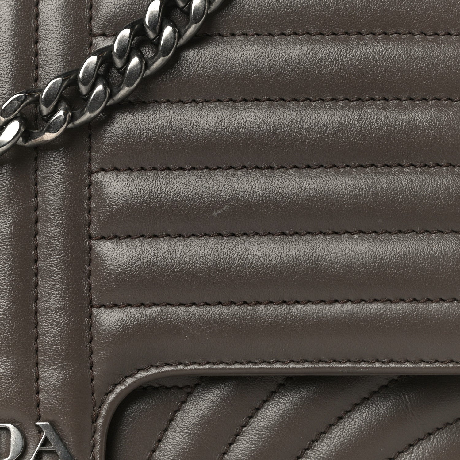Prada Soft Calfskin Impunture Diagramme Large Chain Flap Shoulder Bag Bambu 16 of 19