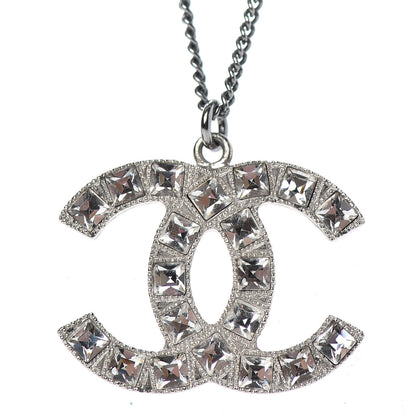 Chanel Baguette Crystal CC Necklace Silver 4 of 5