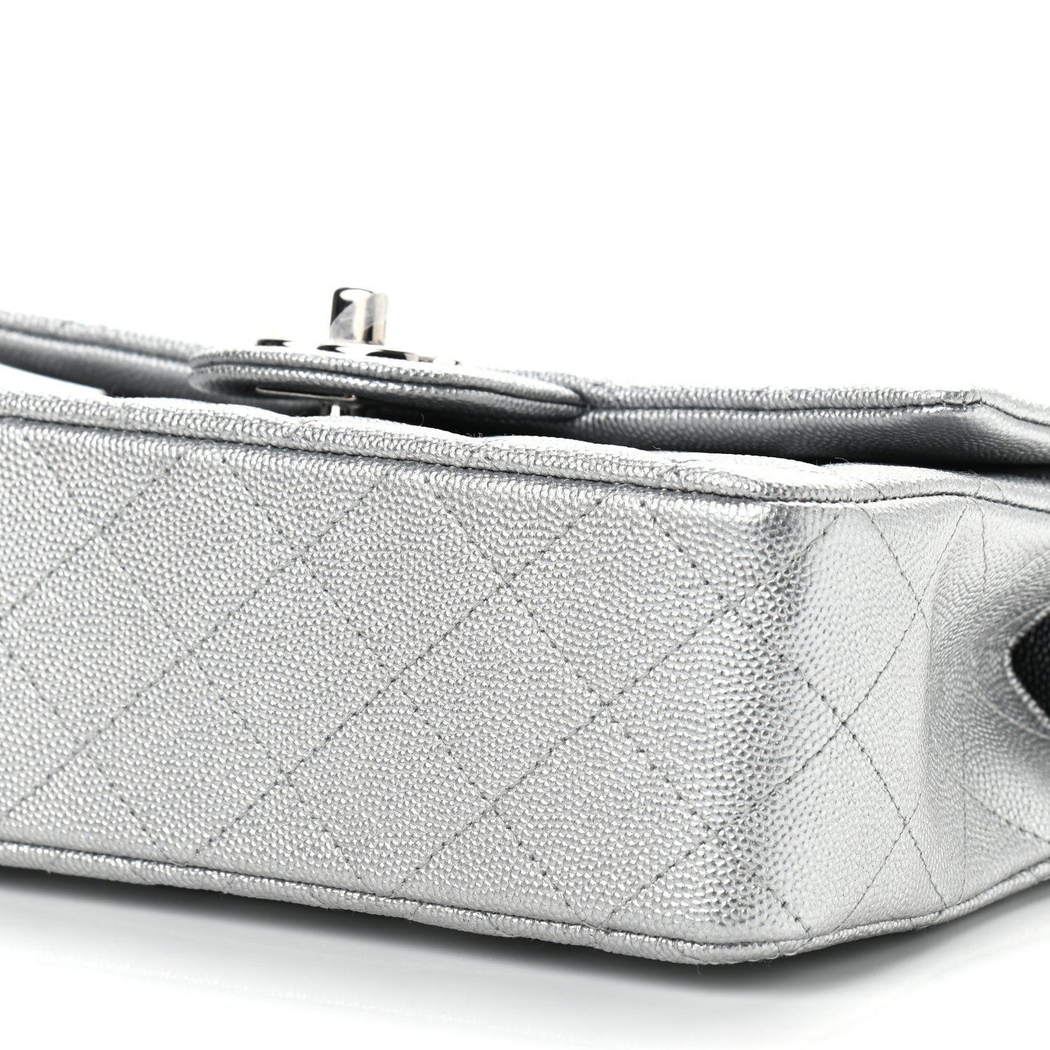 Chanel Metallic Caviar Quilted Mini Top Handle Rectangular Flap Silver 10 of 11