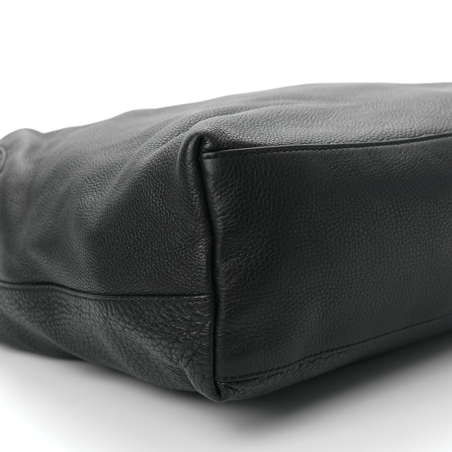 Pebbled Calfskin Twill Hobo Black
