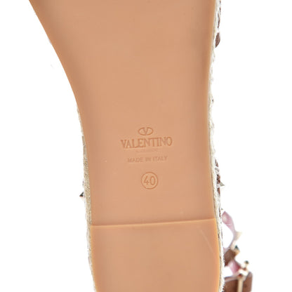 Valentino Garavani Grained Calfskin Rockstud Ankle Wrap Espadrille 20mm Flats 40 Light Cuir 6 of 9