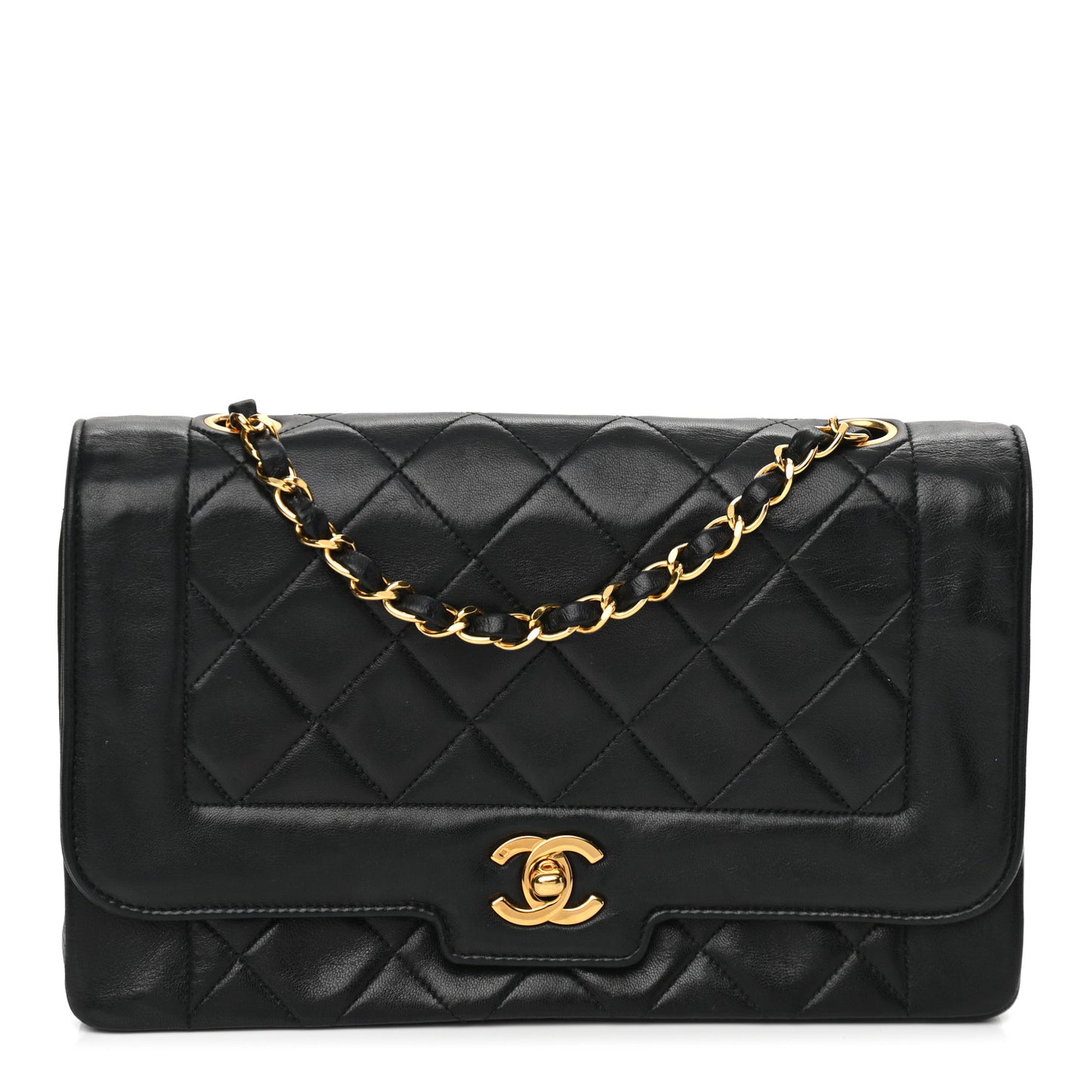 Lambskin Quilted Medium Single Flap Black