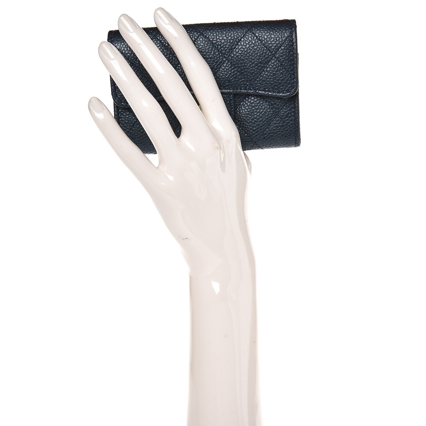 Caviar Quilted Card Holder Wallet Blue