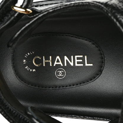 Chanel Grained Calfskin Velcro Dad Sandals 36.5 Black 7 of 9