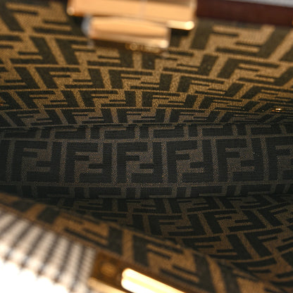 Fendi Wool Fabric Jacquard Cuoio Large Houndstooth FF 1974 Medium Peekaboo I SEE U Satchel Beige Tobacco Moro 6 of 12
