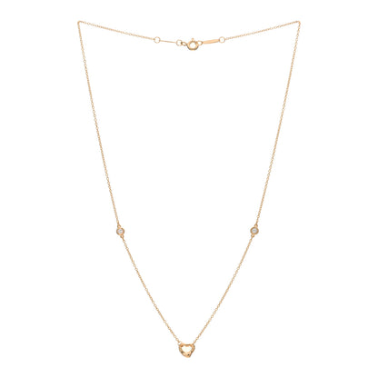 Tiffany 18K Rose Gold 2 Diamond Elsa Peretti Diamonds by the Yard Open Heart Pendant Necklace 2 of 3
