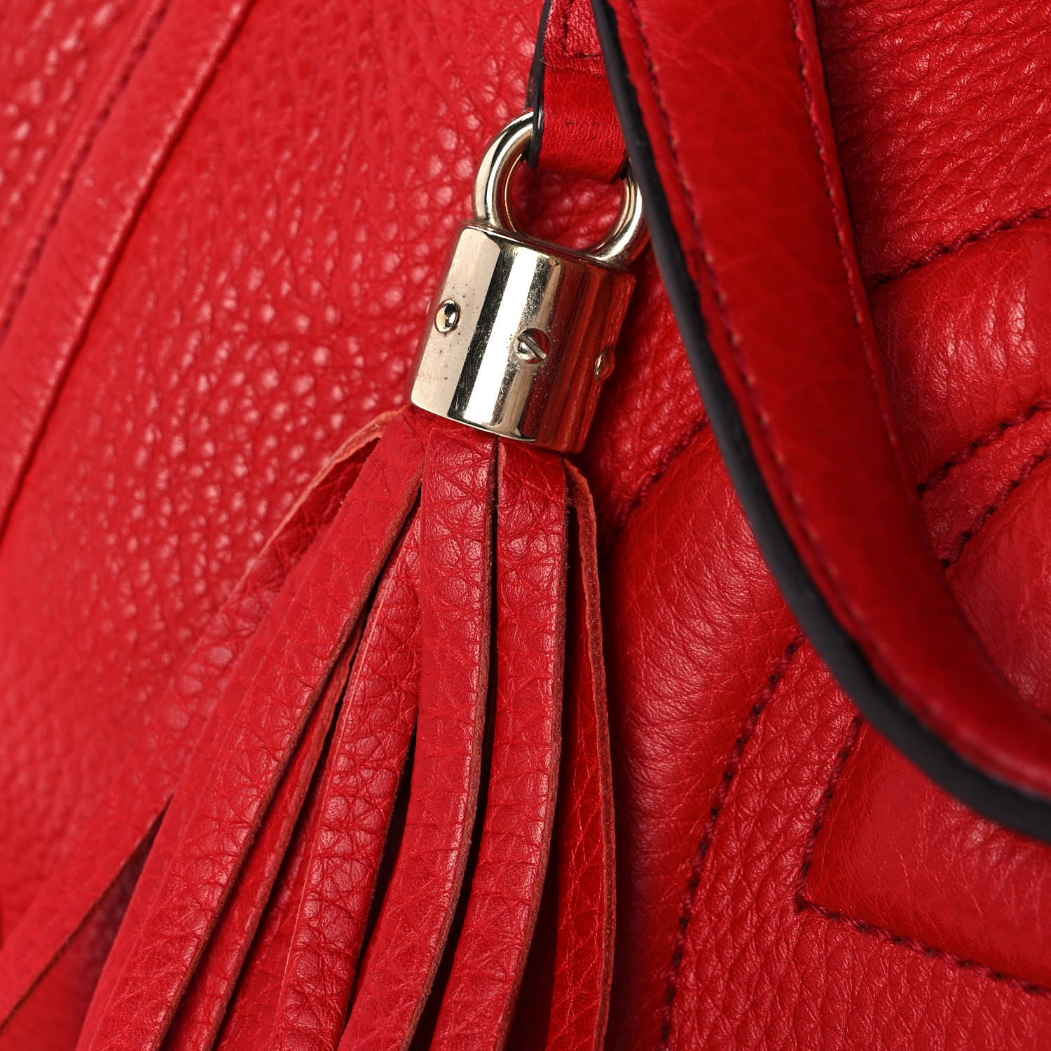 Gucci Pebbled Calfskin Medium Soho Shoulder Bag Red 11 of 11