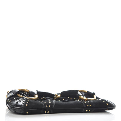 Gucci Suede Studded Horsebit Clutch Bag Black 4 of 17