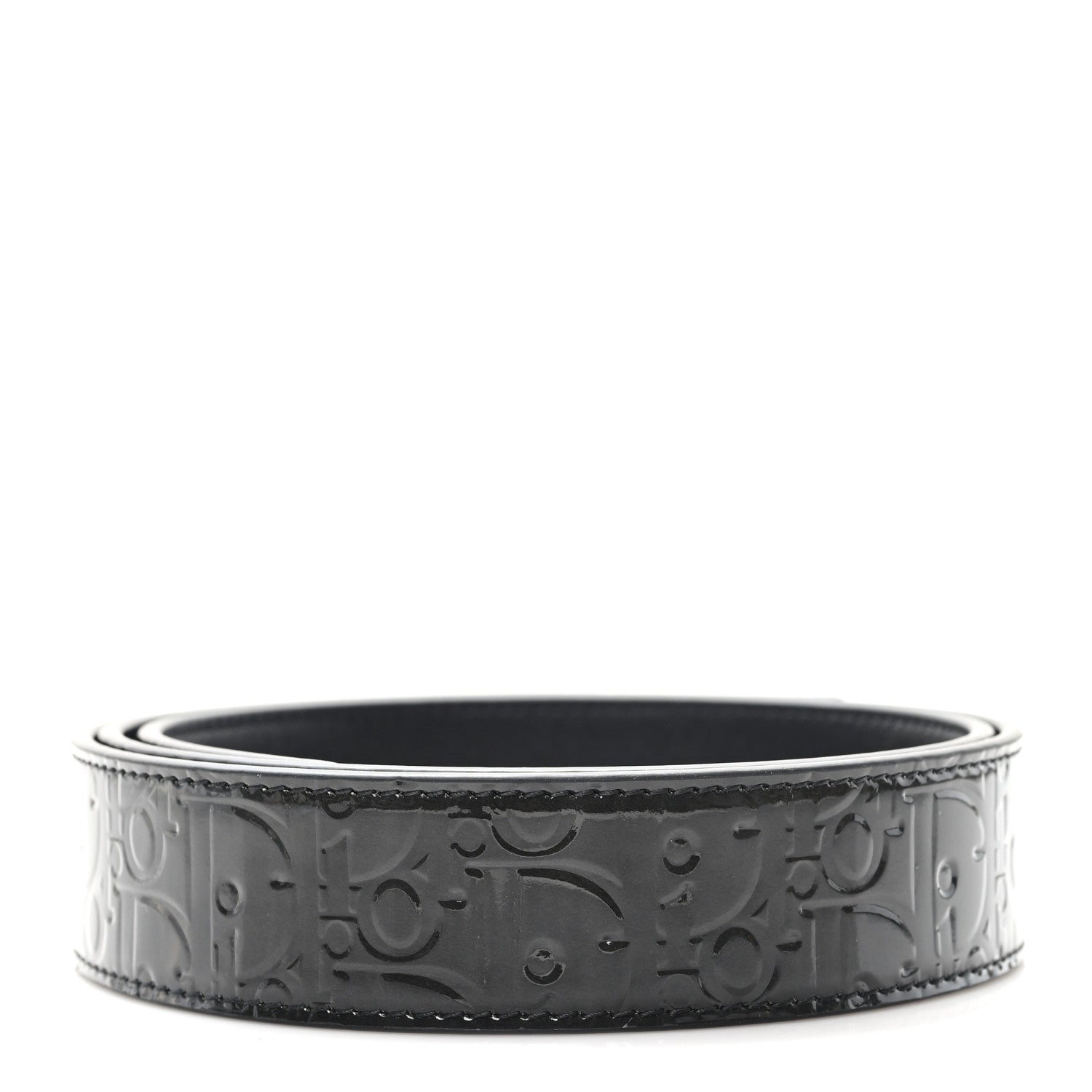 Christian Dior Patent Oblique Embossed Belt 95 38 Black 2 of 4
