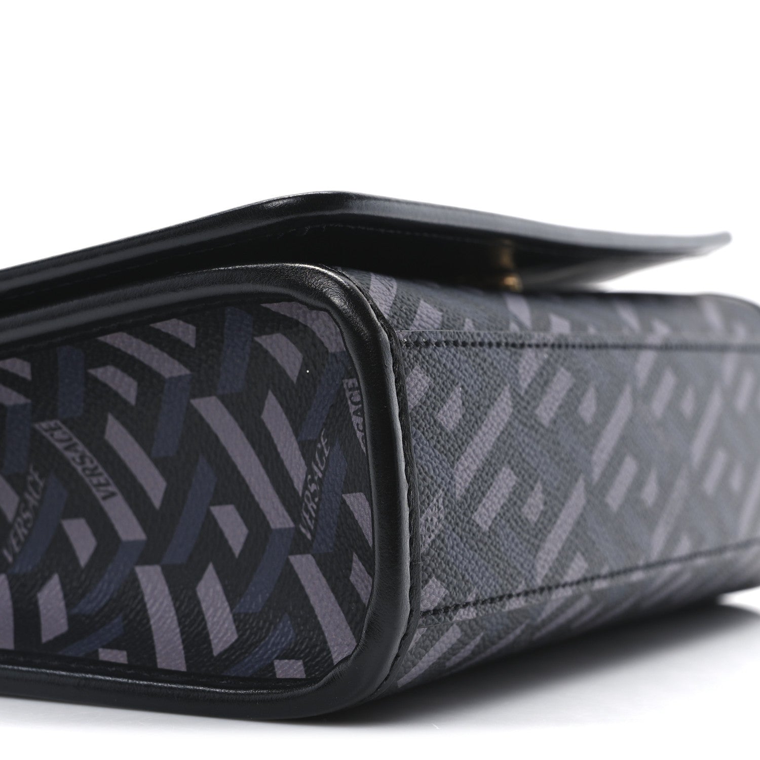 Versace Coated Canvas La Greca Signature Top Handle Bag Black 8 of 9