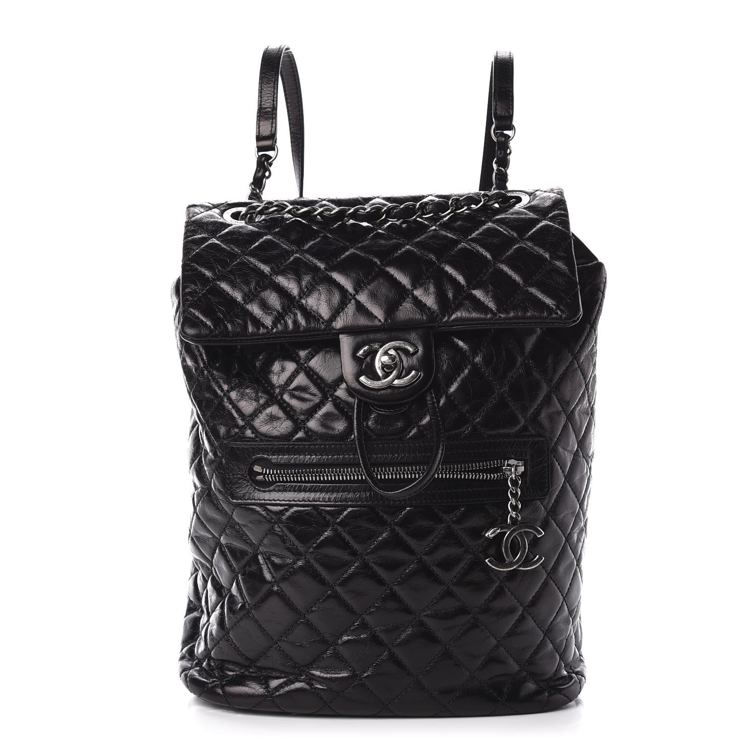 Chanel Glazed Calfskin Quilted Large Salzburg Backpack Black 1 of 9