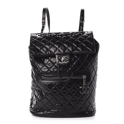 Chanel Glazed Calfskin Quilted Large Salzburg Backpack Black 1 of 9