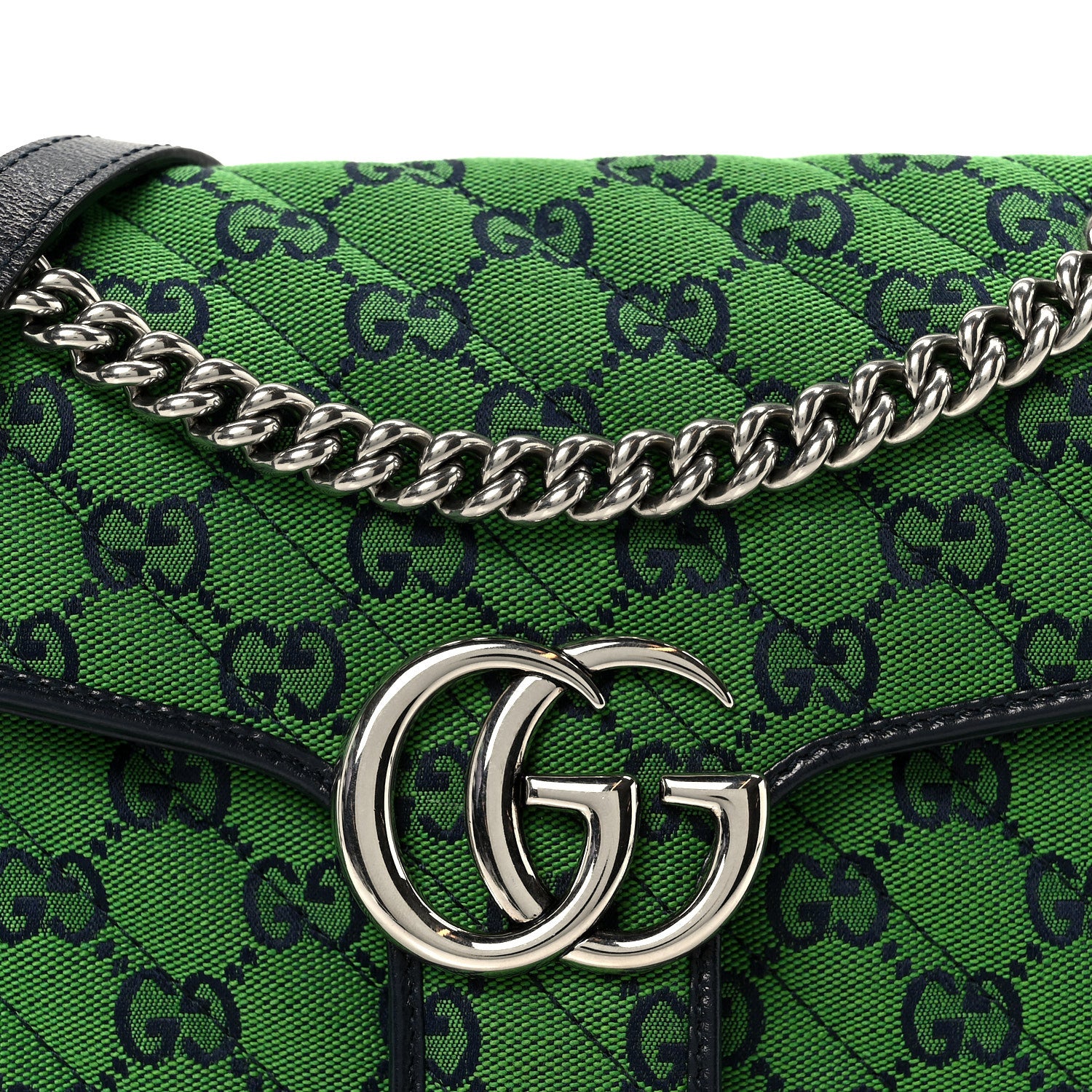 Gucci Monogram Multicolor Matelasse Diagonal Small GG Marmont Shoulder Bag Green Blue 8 of 10