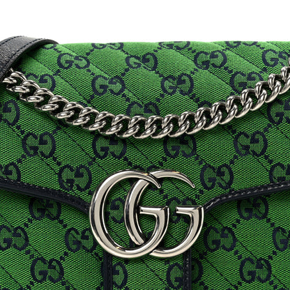 Gucci Monogram Multicolor Matelasse Diagonal Small GG Marmont Shoulder Bag Green Blue 8 of 10