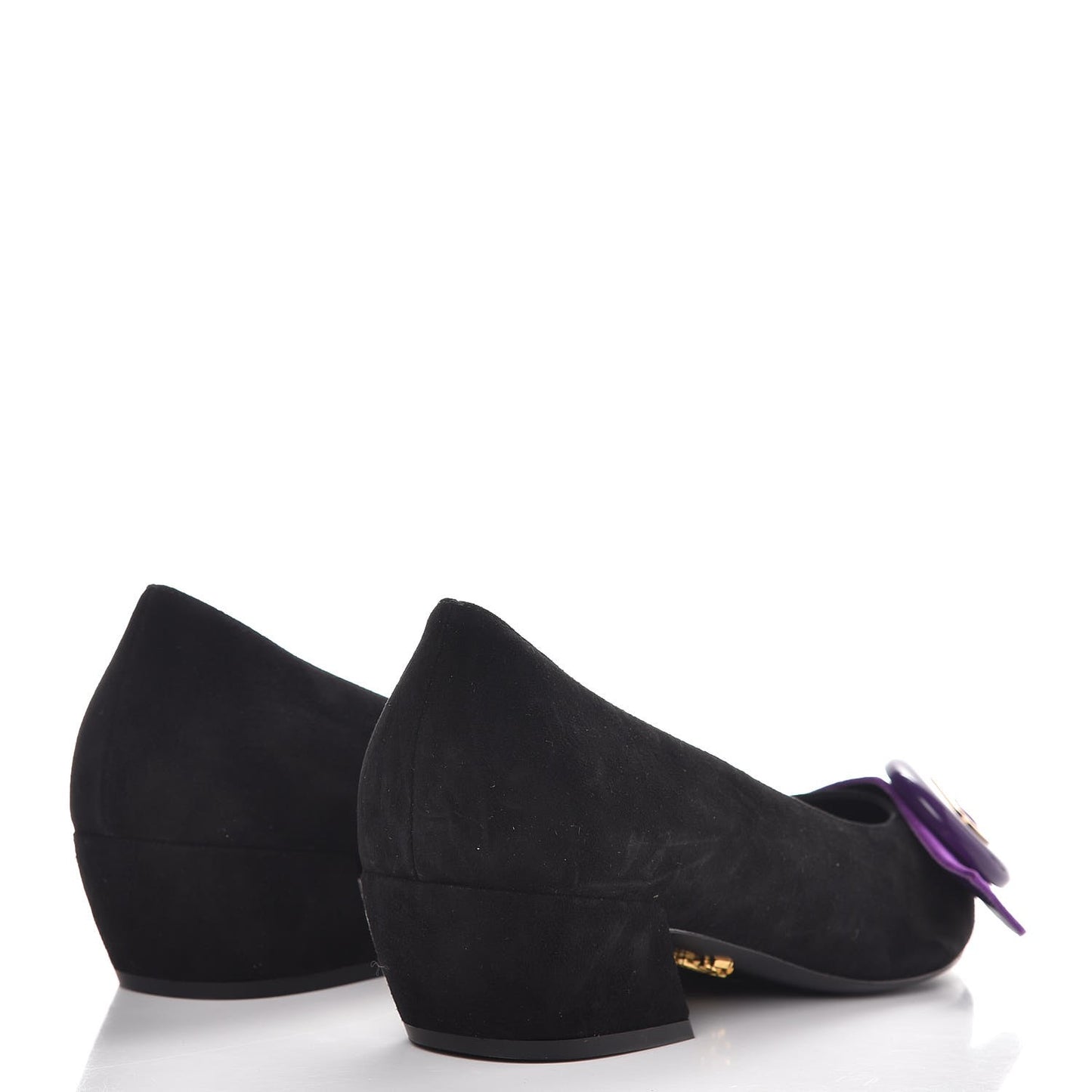 Suede Button Flats 37.5 Black Petunia