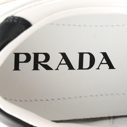 Prada Vitello Rois Triangle Womens Downtown Low Top 30mm Sneakers 38.5 White Black 8 of 10