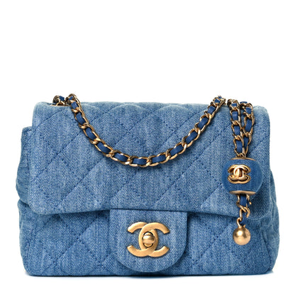 Chanel Denim Quilted Mini Pearl Crush Flap Blue 1 of 9