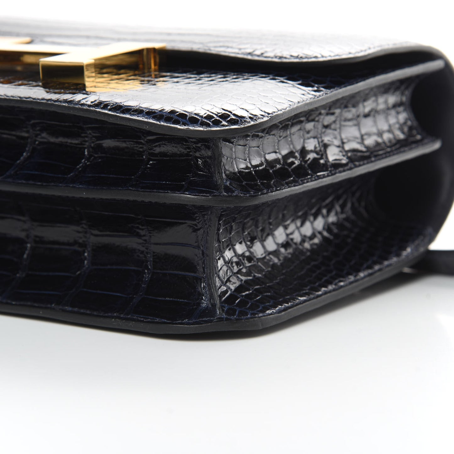 Shiny Porosus Crocodile Constance 24 Bleu Marine