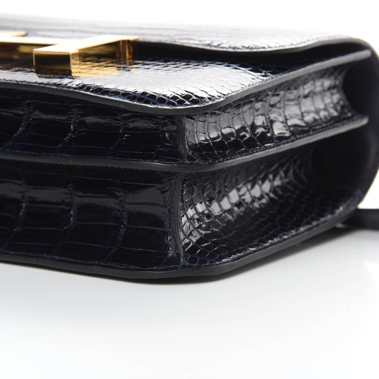 Hermes Shiny Porosus Crocodile Constance 24 Bleu Marine 10 of 11