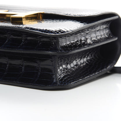 Hermes Shiny Porosus Crocodile Constance 24 Bleu Marine 10 of 11