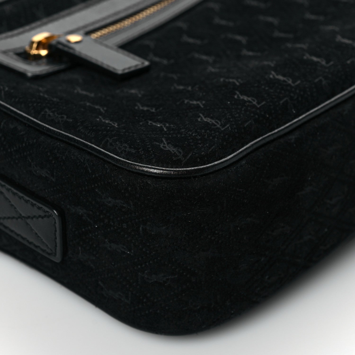 Saint Laurent Suede Monogram All Over Camera Bag Black 8 of 9