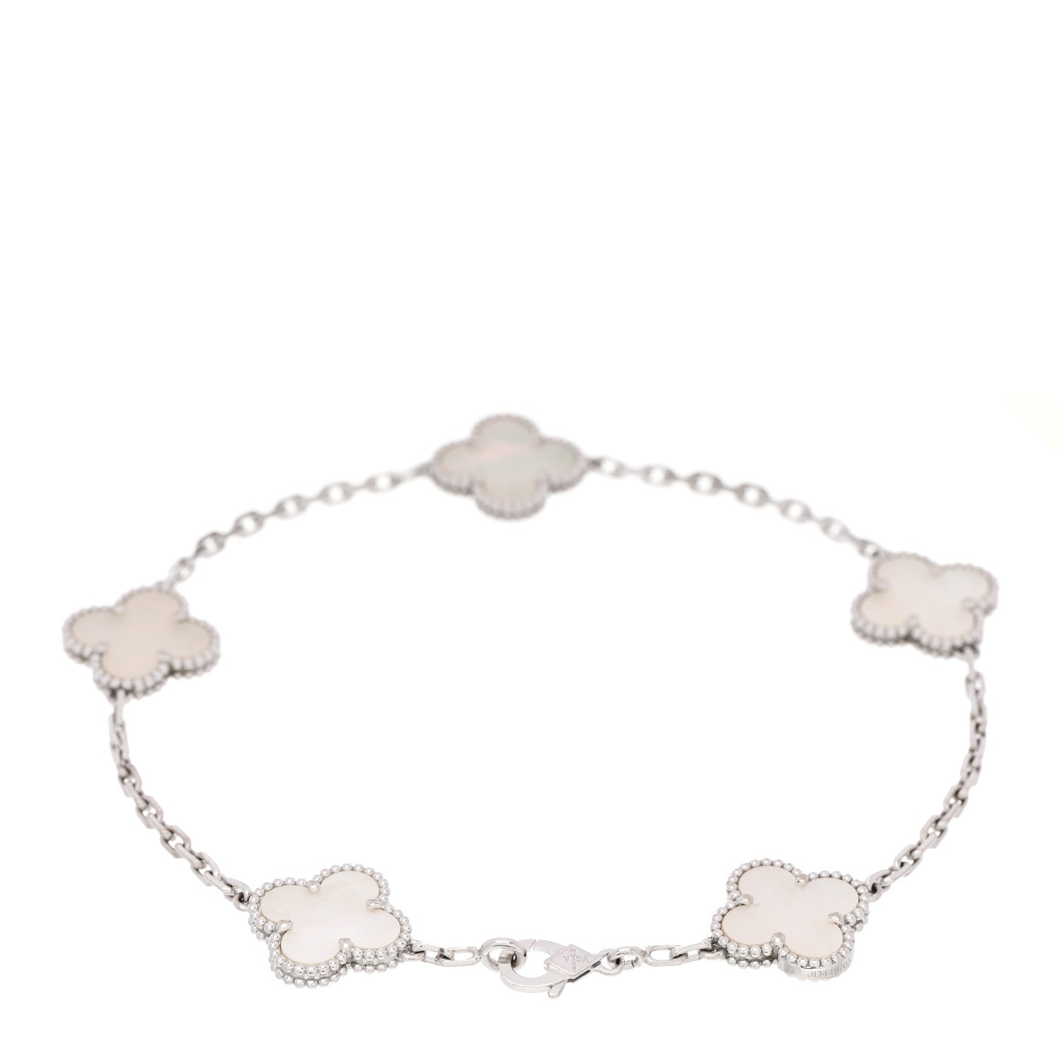 Van Cleef & Arpels 18K White Gold Mother of Pearl 5 Motifs Vintage Alhambra Bracelet 2 of 4