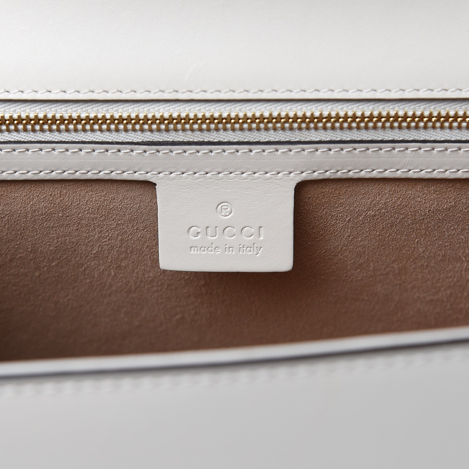 Gucci Calfskin Embroidered Medium Sylvie Top Handle Bag White 6 of 11