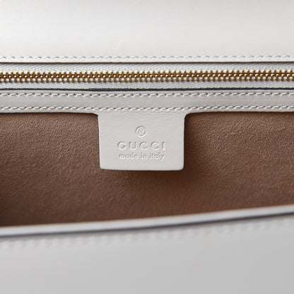 Gucci Calfskin Embroidered Medium Sylvie Top Handle Bag White 6 of 11