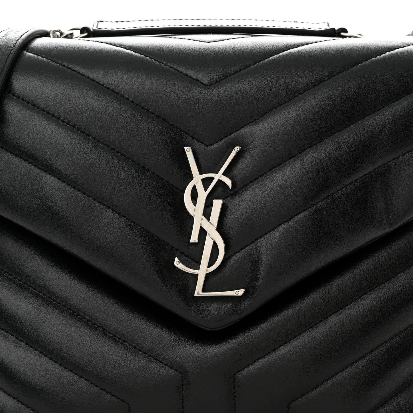 Calfskin Y Quilted Monogram Medium Loulou Chain Satchel Black